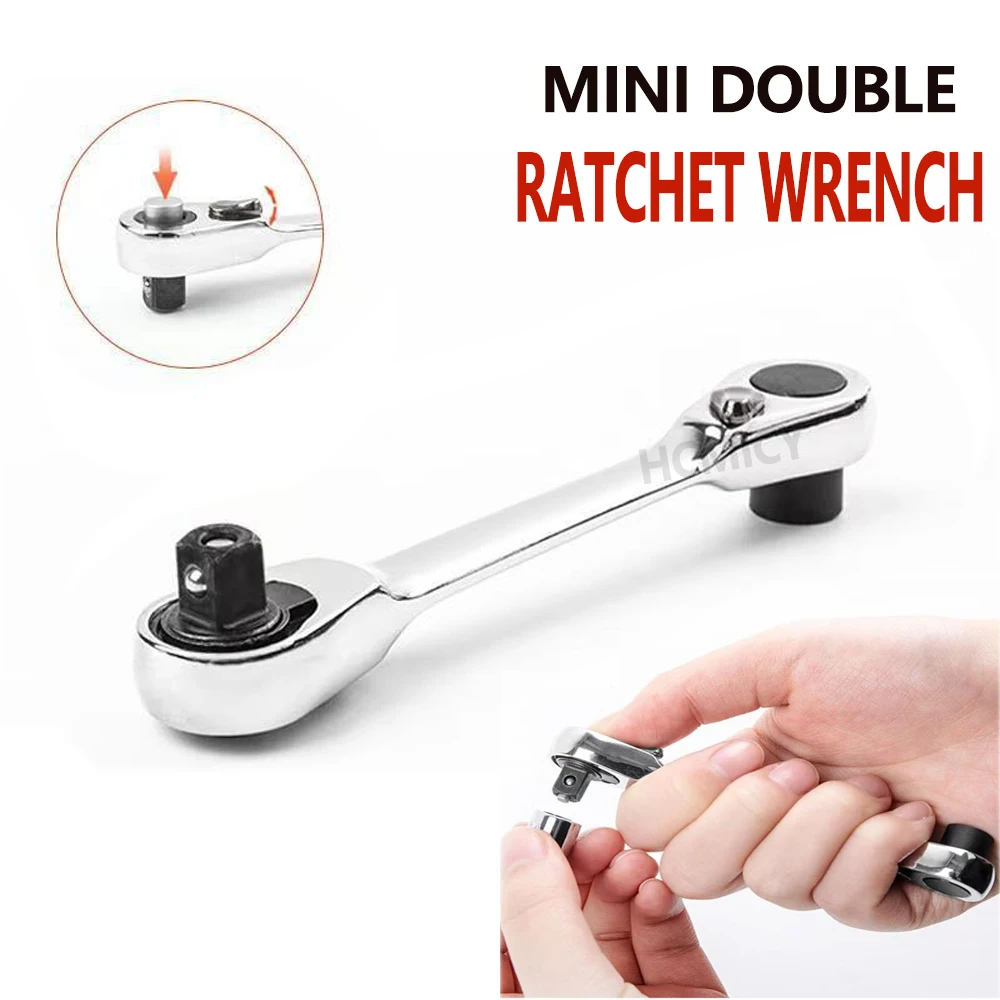 1pcs Mini Double Headed Ratchet Wrench Quick Socket Ratchet Wrench Screwdriver Hex Torque Wrenches Hand Repair Tools