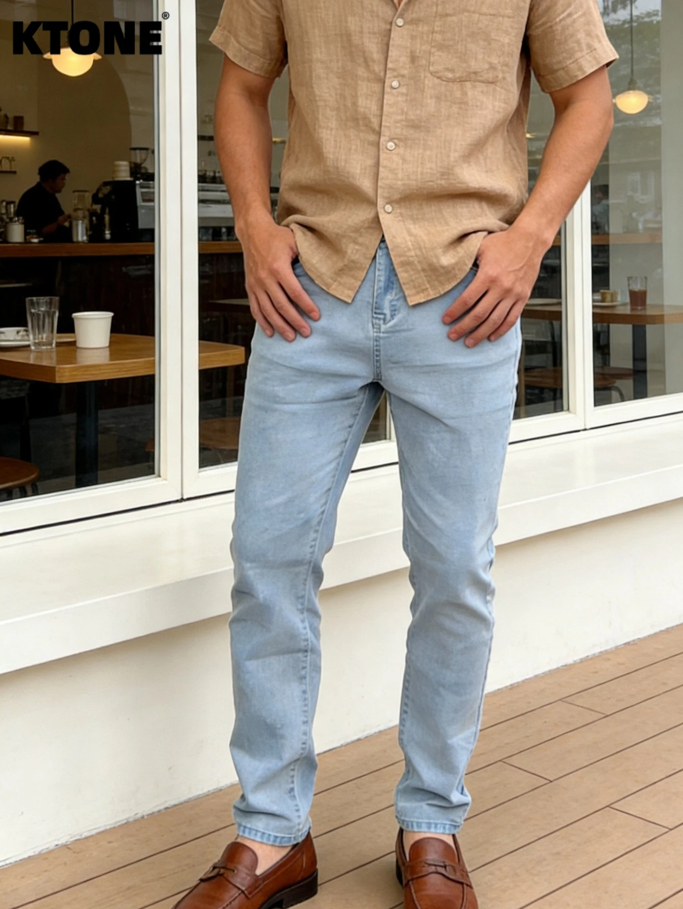 

Original Blue Slim Jeans For Man Y2K Drip Vibe Casual Daily Denim Pants No accessories or belts included