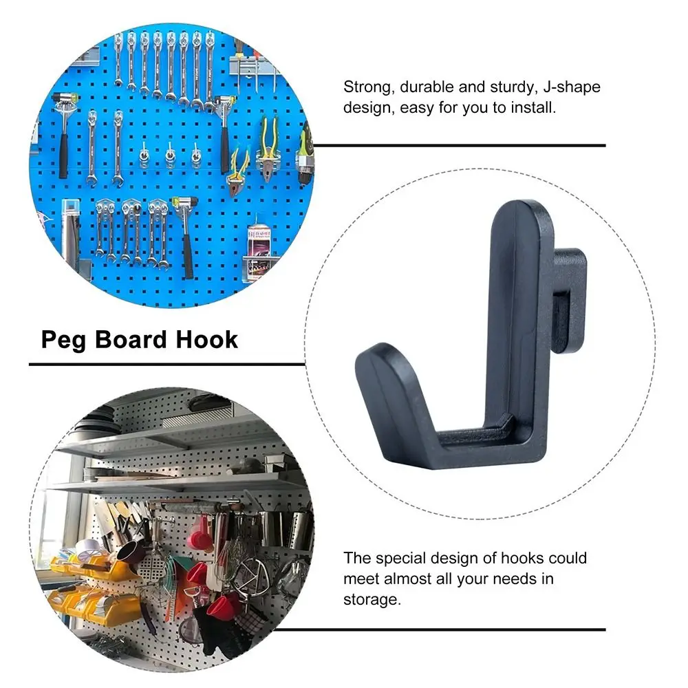 10Pcs Storage Rack Organizer Hole Board Hook Hardware Tool Wall Mount Oblique Hanger J Shape Utility Locking Kit Pegboard Hook