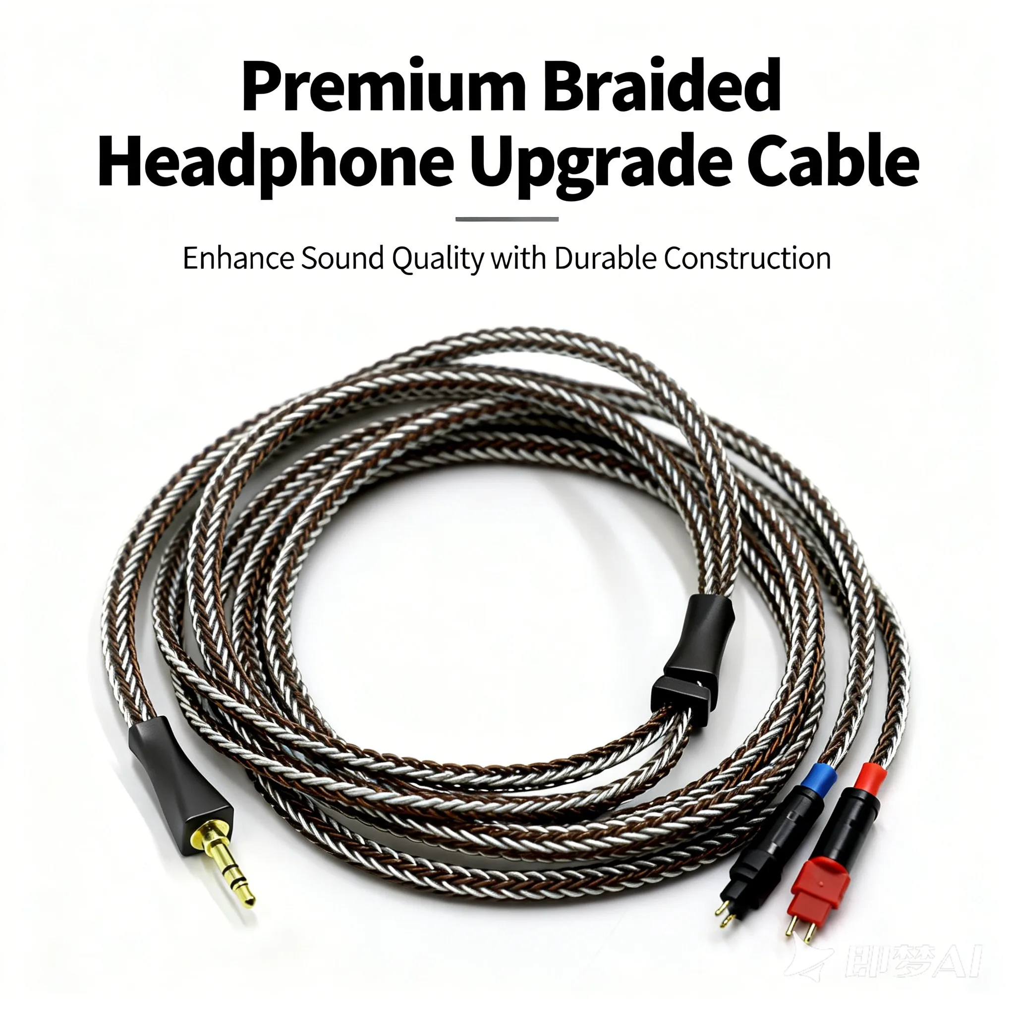 16-Core Single Crystal Copper Pure Silver Braided Hi-Fi Headphone Upgrade Cable Replacement  For Sennheiser HD580 HD600 HD650