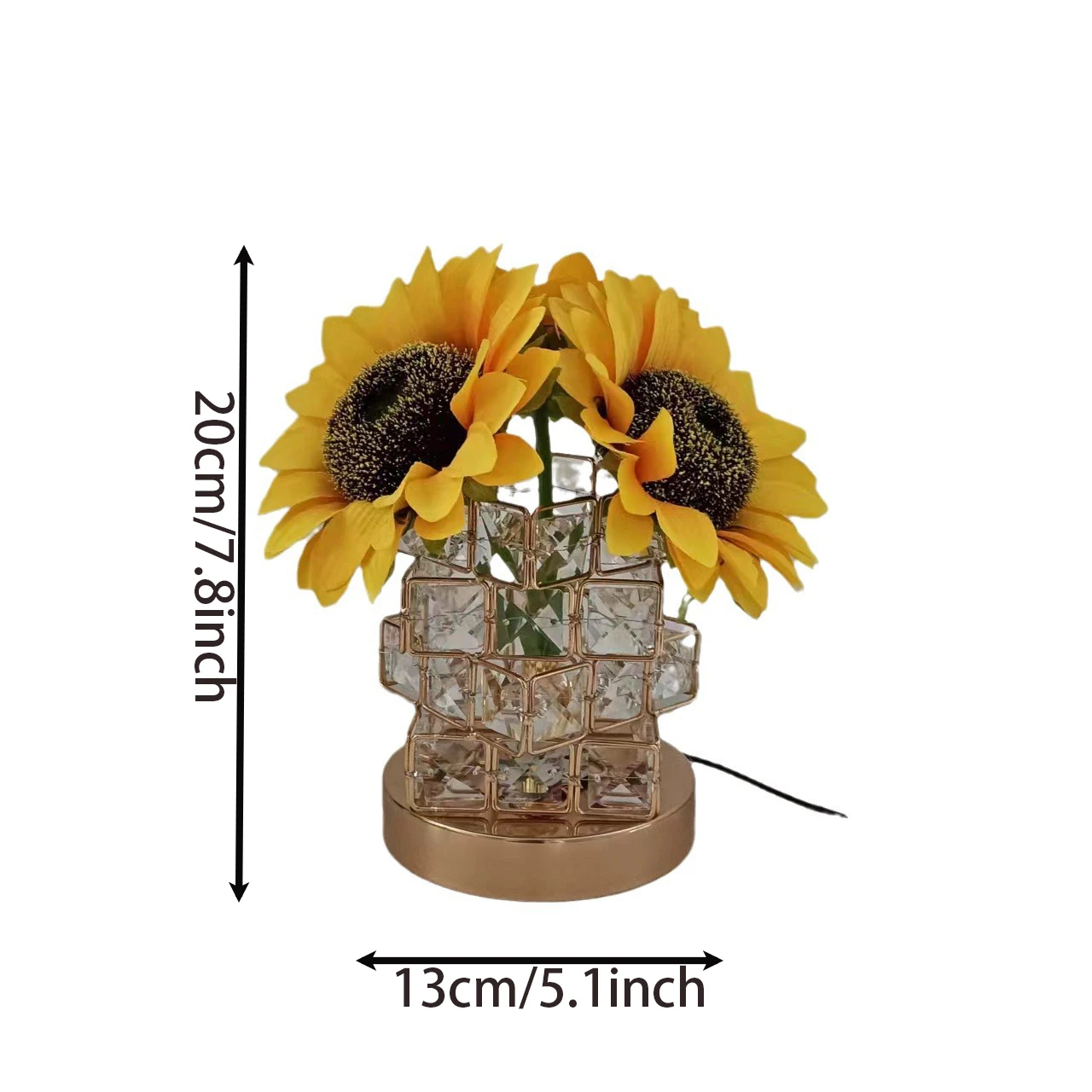 1pc plug-in sunflower lamp touch lamp, 3-level infinitely dimmable sunflower night light table lamp unique gift（no 5V 2A plug）