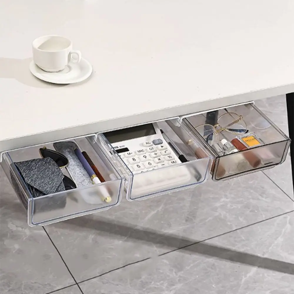 ABS Undertable Drawer Storage Box Hidden Storage Design Solid color Table Bottom Sorting Pencil Tray Hanging Save Space