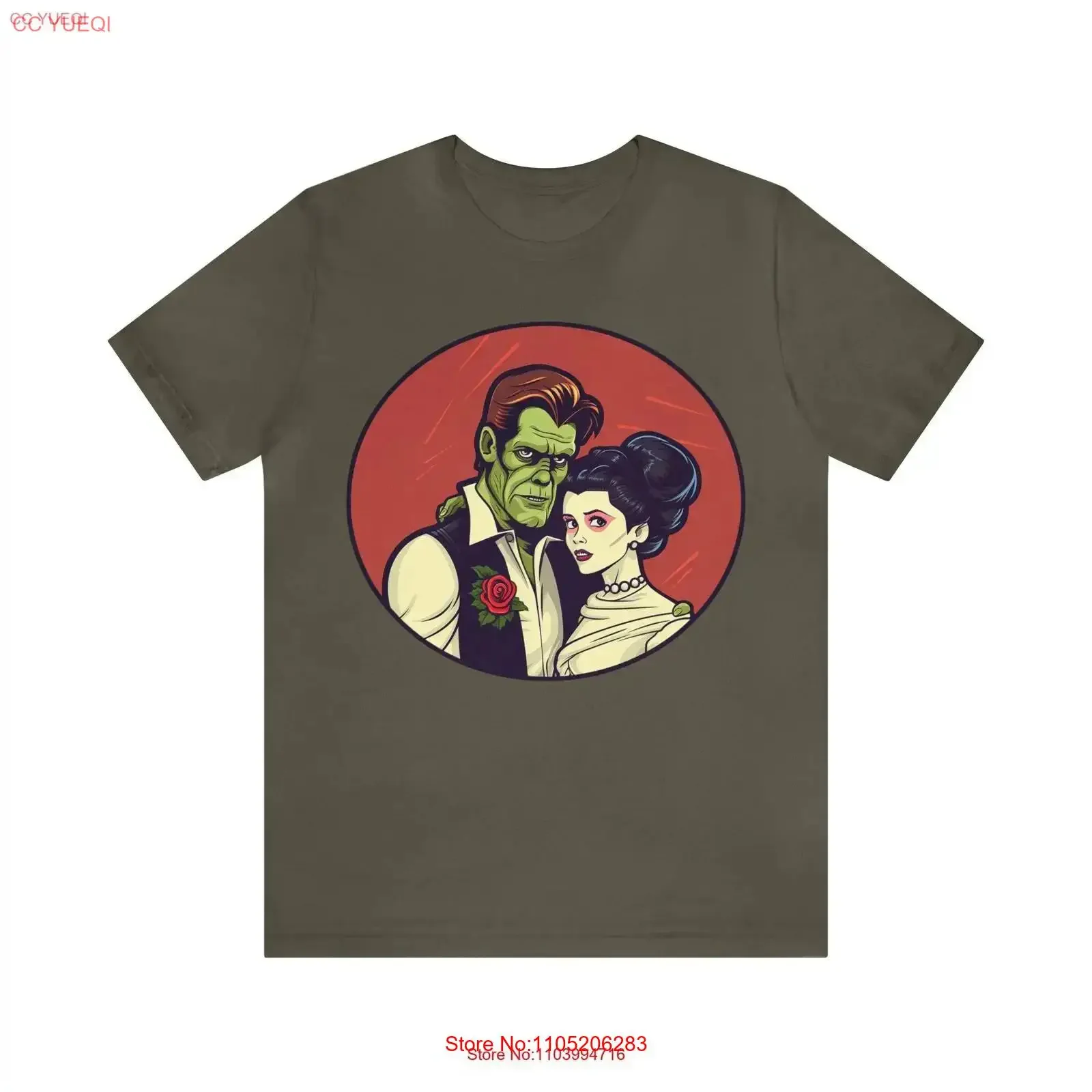 Goth Geeky Hankenstein and Leia Bride T Shirt vintage Washed Versatile Comfortable designer clothes homme Slightly Breathable