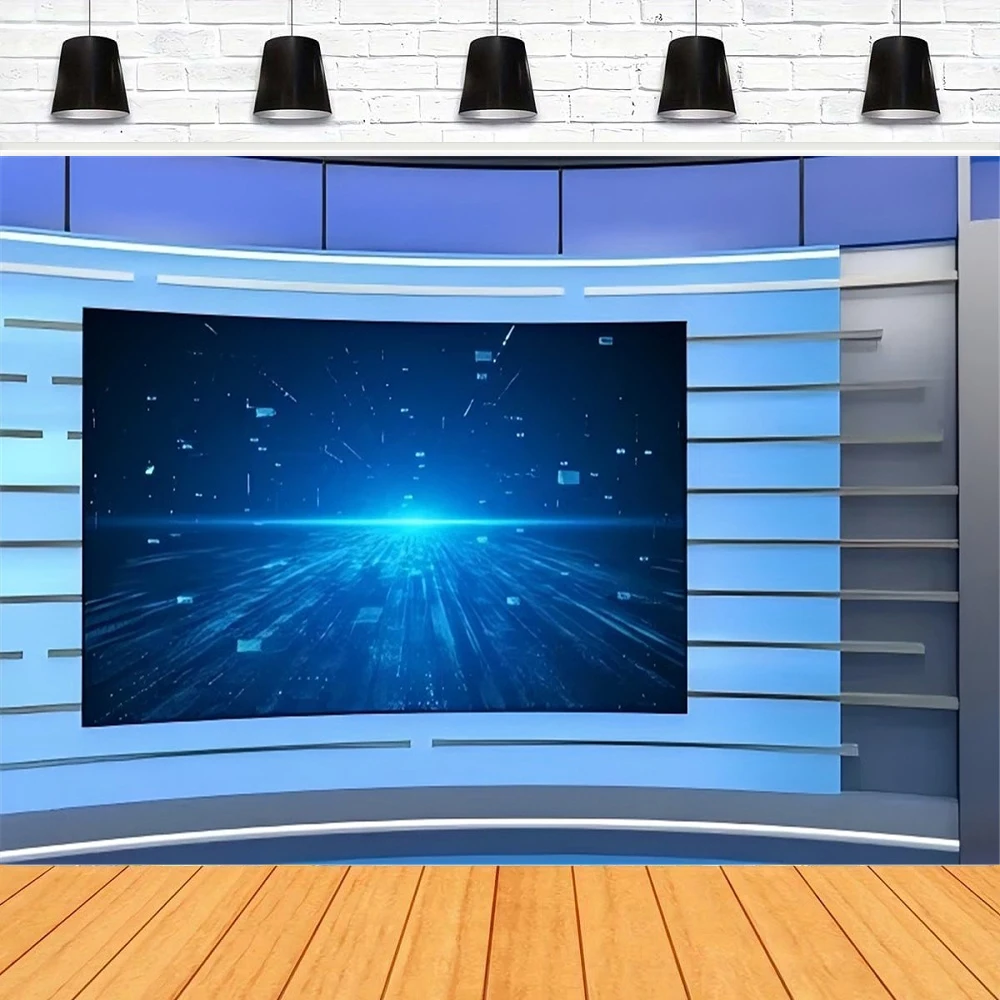 

Фон для фотосъемки News Broadcast Hall News Room Newscaster Live Reception Desk Studio Фон Настенный баннер