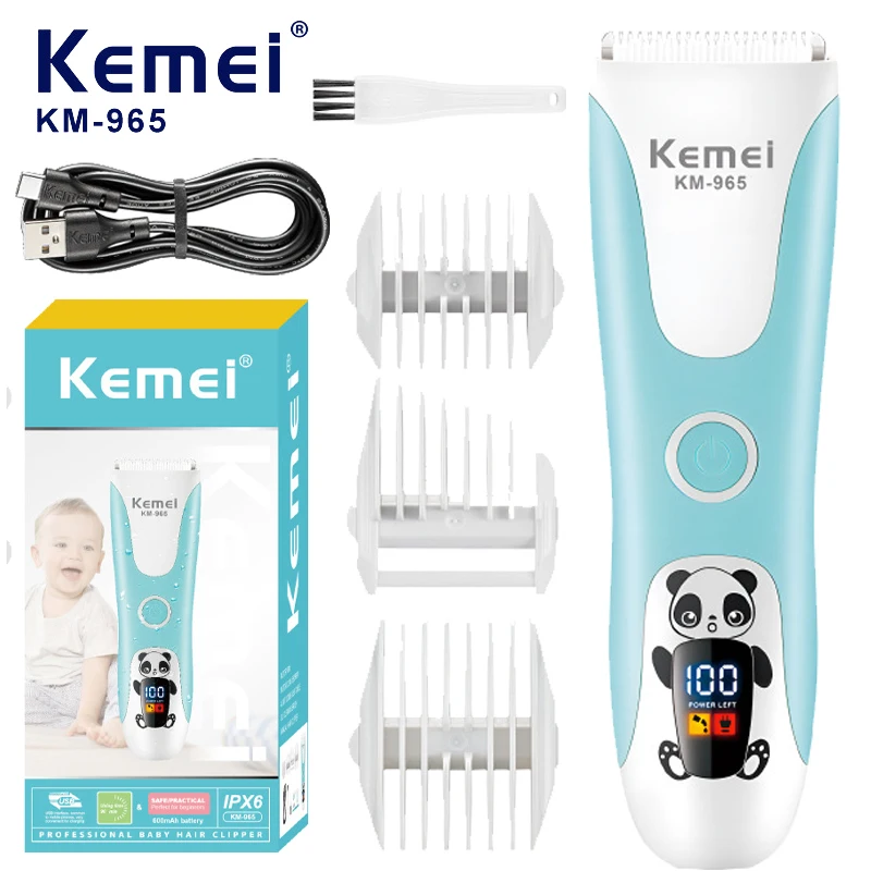 Kemei Baby Hair Clippers Quiet Hair Trimmer for Kids and Toddler Hair Cutting Machine for Children with LCD Display Waterproof