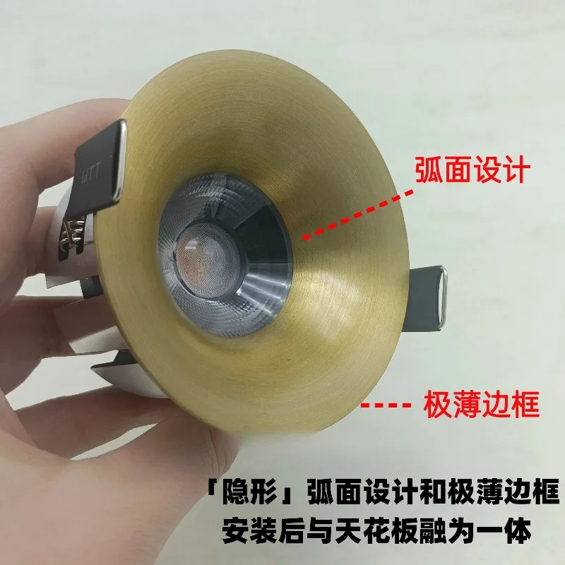 Curved Surface LED Downlight Borderless Anti Glare Recessed Lamp Cutout 5.5cm For Buddha Niche Ceiling Decoration