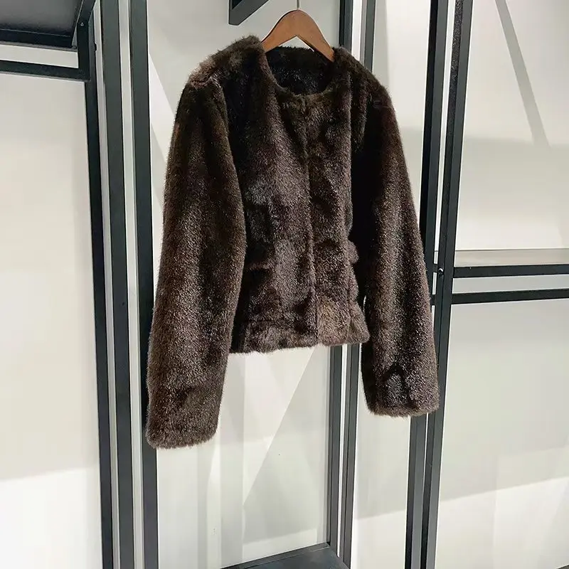 سترة نسائية صديقة للبيئة خالية من الفرو وياقة أنيقة غير رسمية متعددة الاستخدامات ملابس خارجية دافئة لموسم الخريف/الشتاء وصل حديثًا 2025