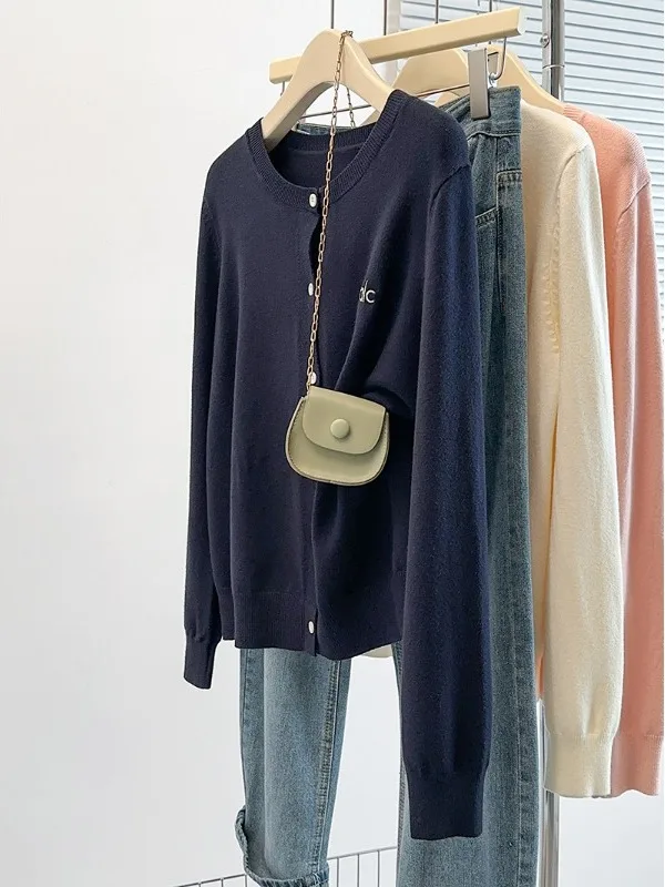 

plus Size Casual Loose Long Sleeve round Neck Slimming Top for Women Spring New Style Cover Belly Elegant Fashion Knitwear