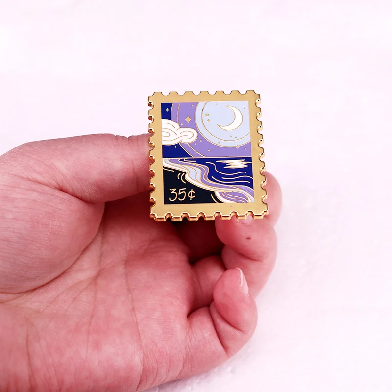 Celestial Moon Crescent Sky Stamp Enamel Pin Art Brooch Jewelry Backpack Decorate