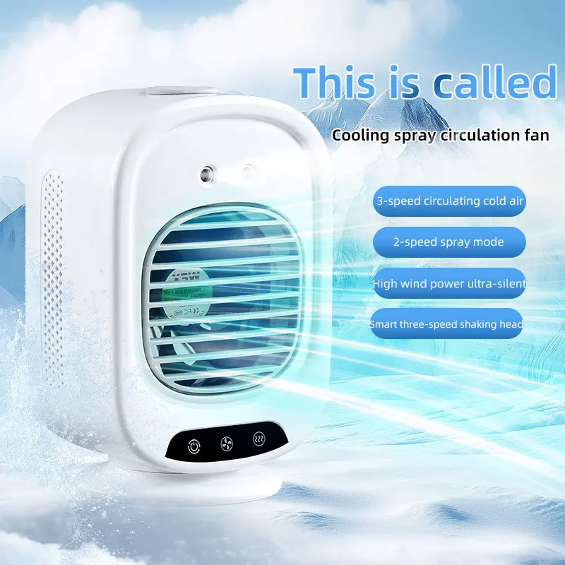 Portable Humidifier Fan Three In One, Mini USB Air Conditioning Fan,With Battery, Home Fun Air Cooler Humidifier，Outdoor Camping