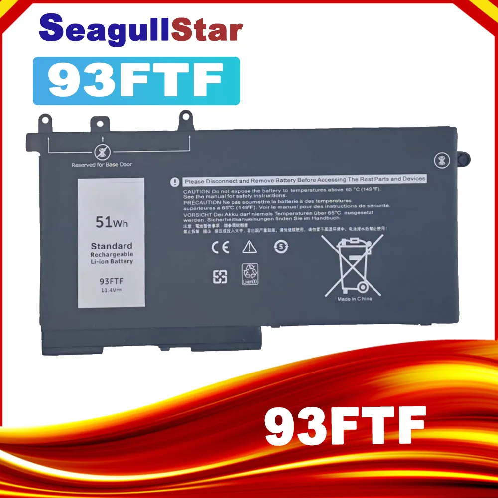 

Аккумулятор 93FTF 11.4V 51Wh для ноутбуков Dell Latitude серий 5280, 5480, 5580, E5280, E5480, E5580, E5290, E5490, E5590, 83XPC