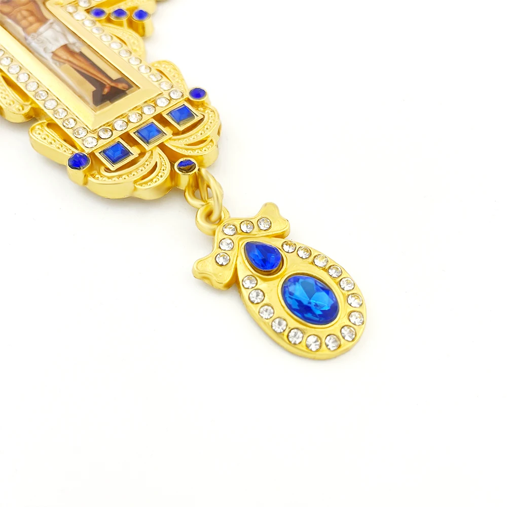 HTISOK Orthodoxes Jesus-Kreuz-Anhänger mit Kette aus Zinklegierung, religiöser Schmuck als erschwingliches christliches Halsketten-Geschenk – Detail 7