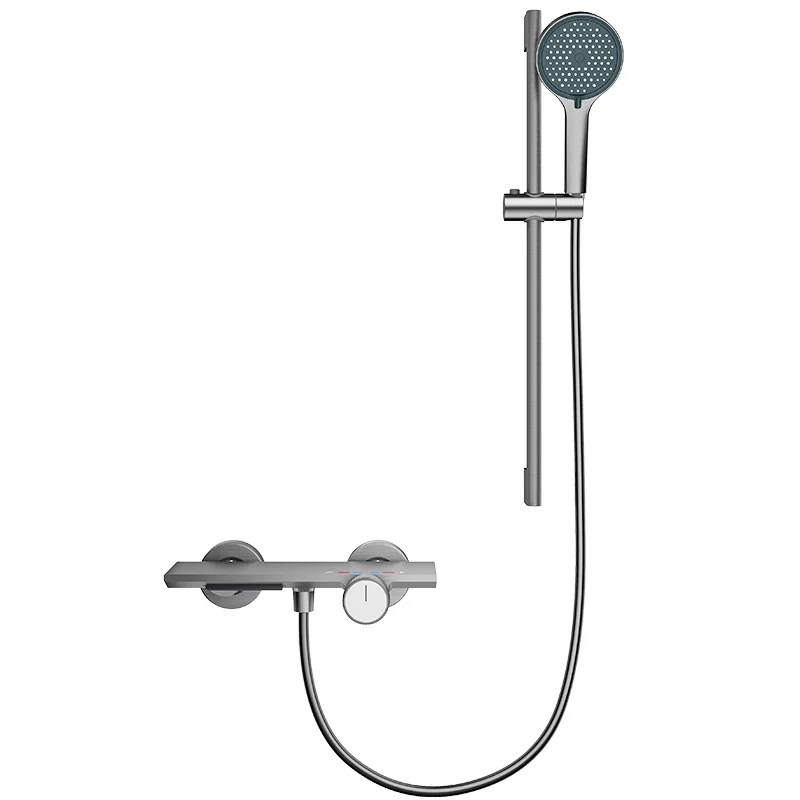 

Gun gray roofless spray shower set, powerful modern split shower, simple shower
