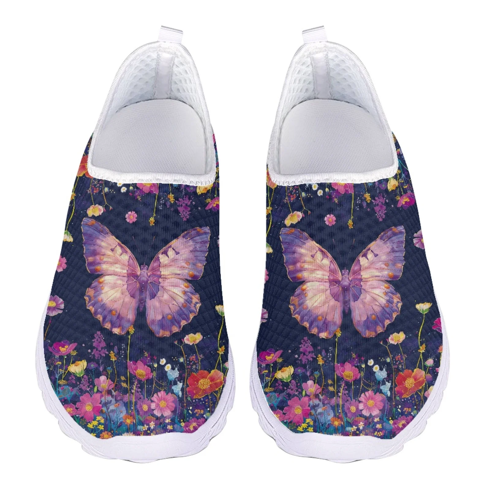 

Butterfly 3D Print Summer Plus Size Mesh Ladies Sneakers Slip On Flats Penny Loafers Women Flats Shoes Woman Beach Casual Shoes