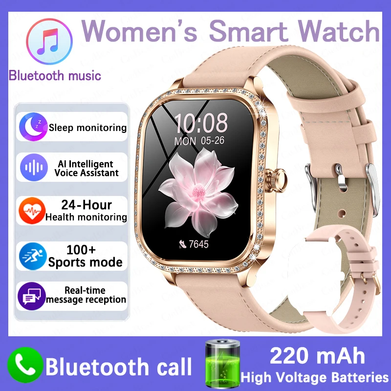 Modische Damen-Diamantuhr 1,75 Zoll 360*360 HD-Display Herzfrequenz- und Blutsauerstoffüberwachung Bluetooth-Anruf Smartwatch 2026 Neu