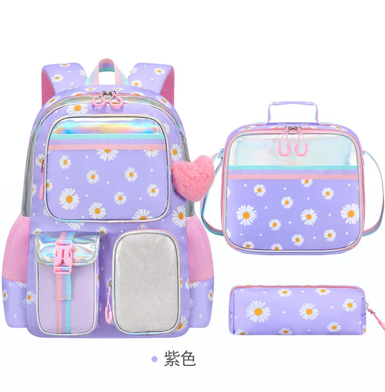 Cute Student Backpack 3pcs/set Primary Schoolbag Rabbits and Quicksand Kawaii Student Backpack Teenage Girls Handbag Rucksack