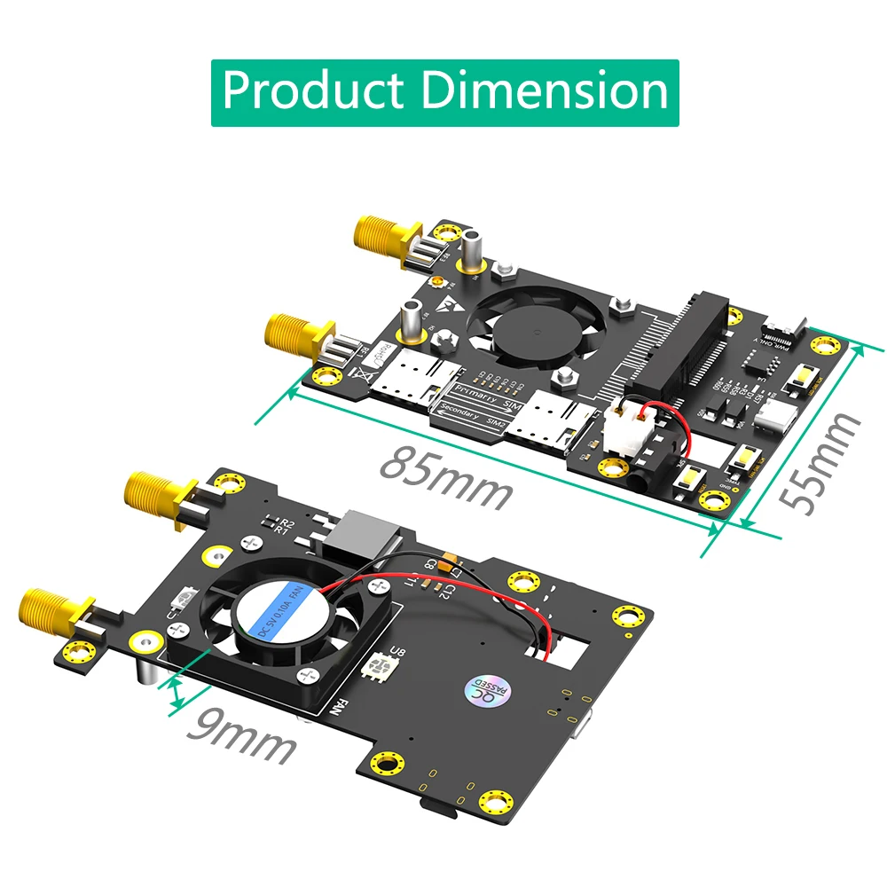 RaspberryPi 3 Gram LTE Network Card Adapter Card PCIE Adapter Card Fan Color Changing LED Adapter Base Hat