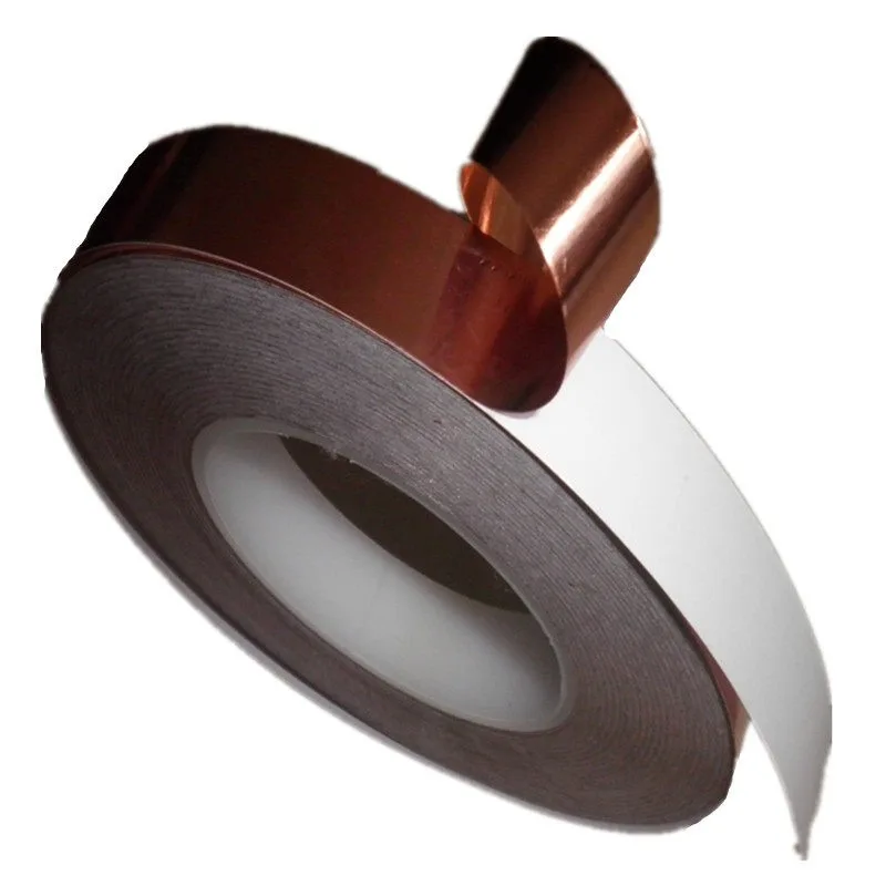 Double Sided Conductive Copper Foil Tape Eco Friendly Pure Red Copper 0.08MM Thick 50 Meters Long Width Cut To Requirement