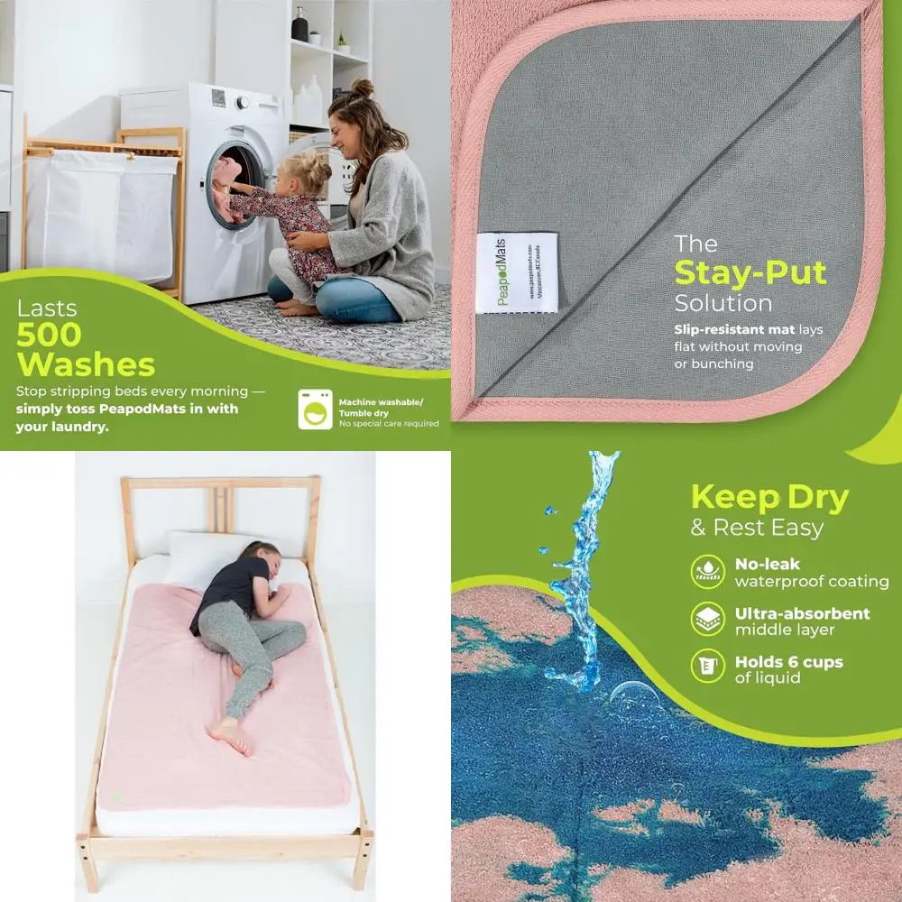 

Двусторонний, моющийся и экологически чистый коврик для постельного белья 3x5 — дышащий, безопасный и водонепроницаемый наматрасник для детей и взрослых в горошек