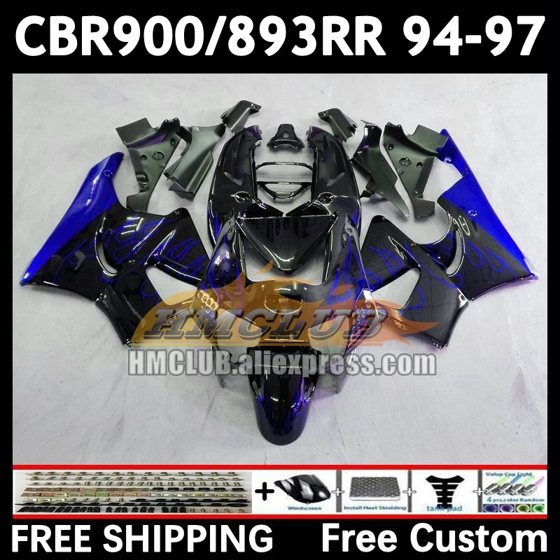 Fairing Kit For HONDA CBR900 CBR893 RR CBR 900 893RR CBR900RR 72No.110 CBR893RR 94 95 blue flames 96 97 1994 1995 1996 1997 Body