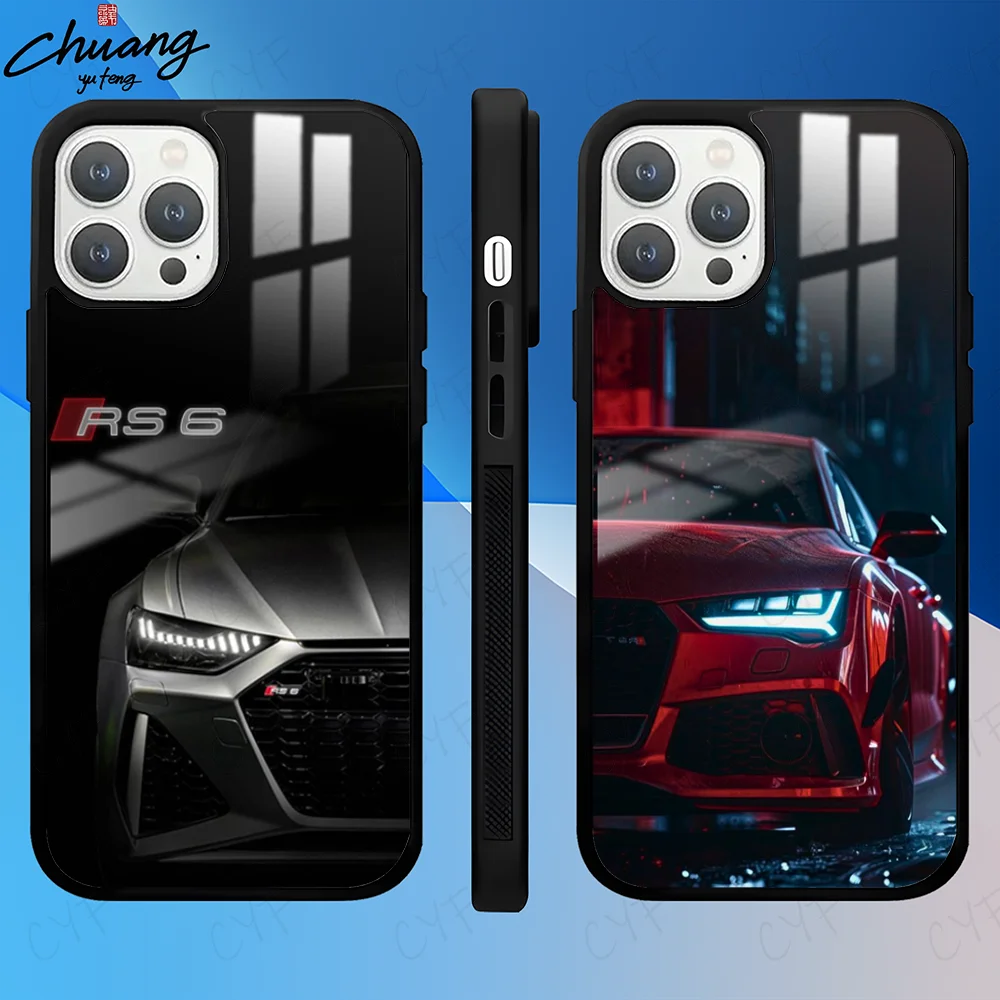 Sport Car for A-Audis R-S  Phone Case For iPhone 16 15 14 13 12 11 Pro Max Plus Mini Fashion High Quality mirror phone case