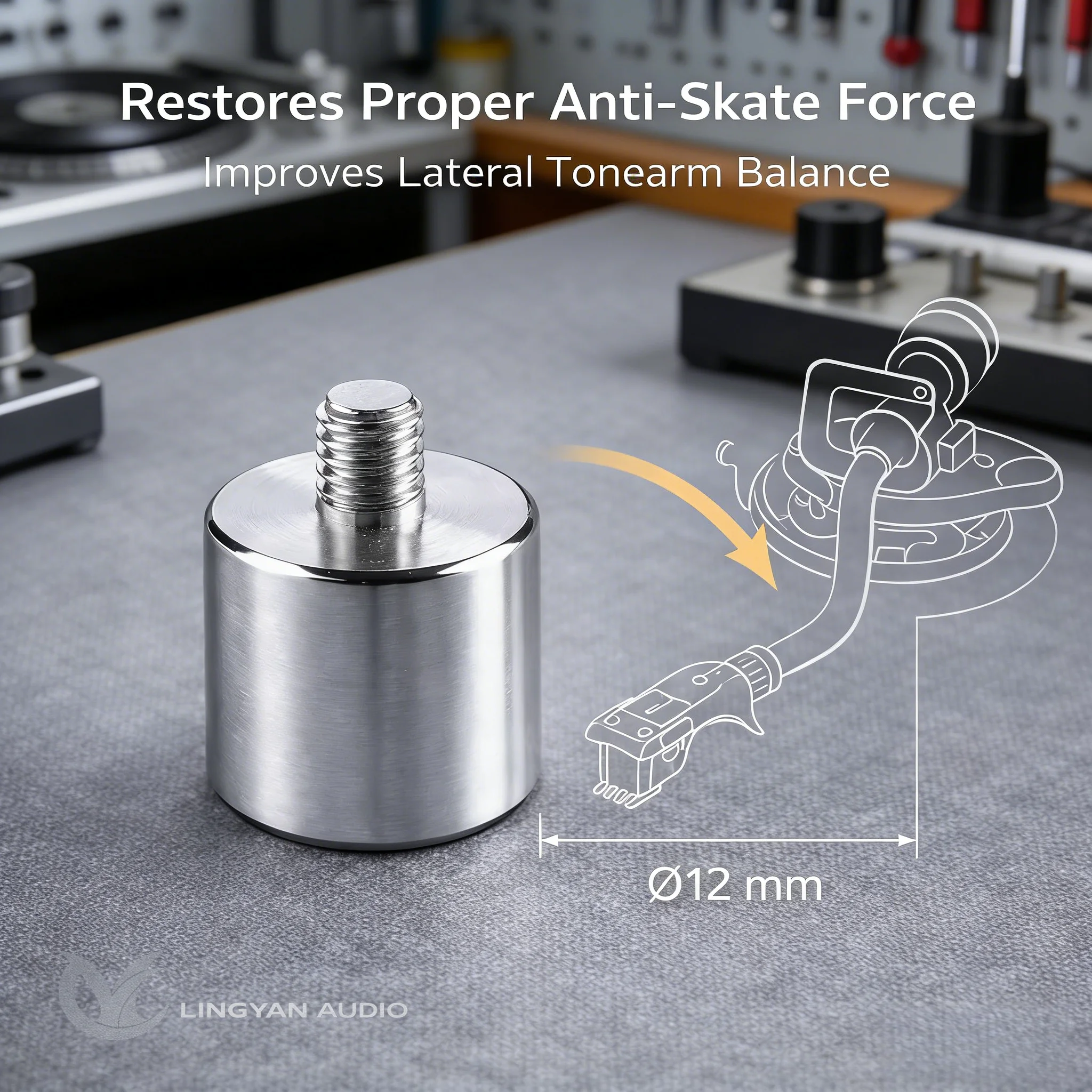 Contrapeso de Precisión Específico para Modelo, 10g de Acero Inoxidable para Tocadiscos Technics SL-1200