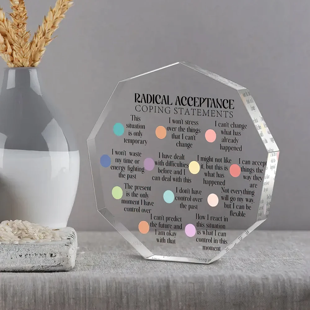 1pc Inspirational Acrylic Desktop Plaque with Radical Coping Statements - Ideal Gift for Friends & Colleagues