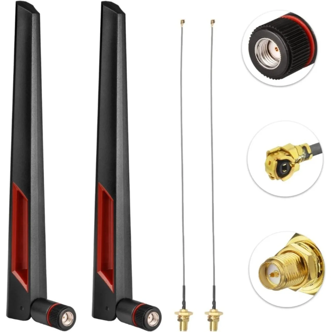 2.4GHz 5GHz 5.8GHz Dual Band Wifi Antenna + 15CM I-P-E-X-1 to RP-SMA for Mini PCIe Card Wireless Routers, PC Desktop, Repeater