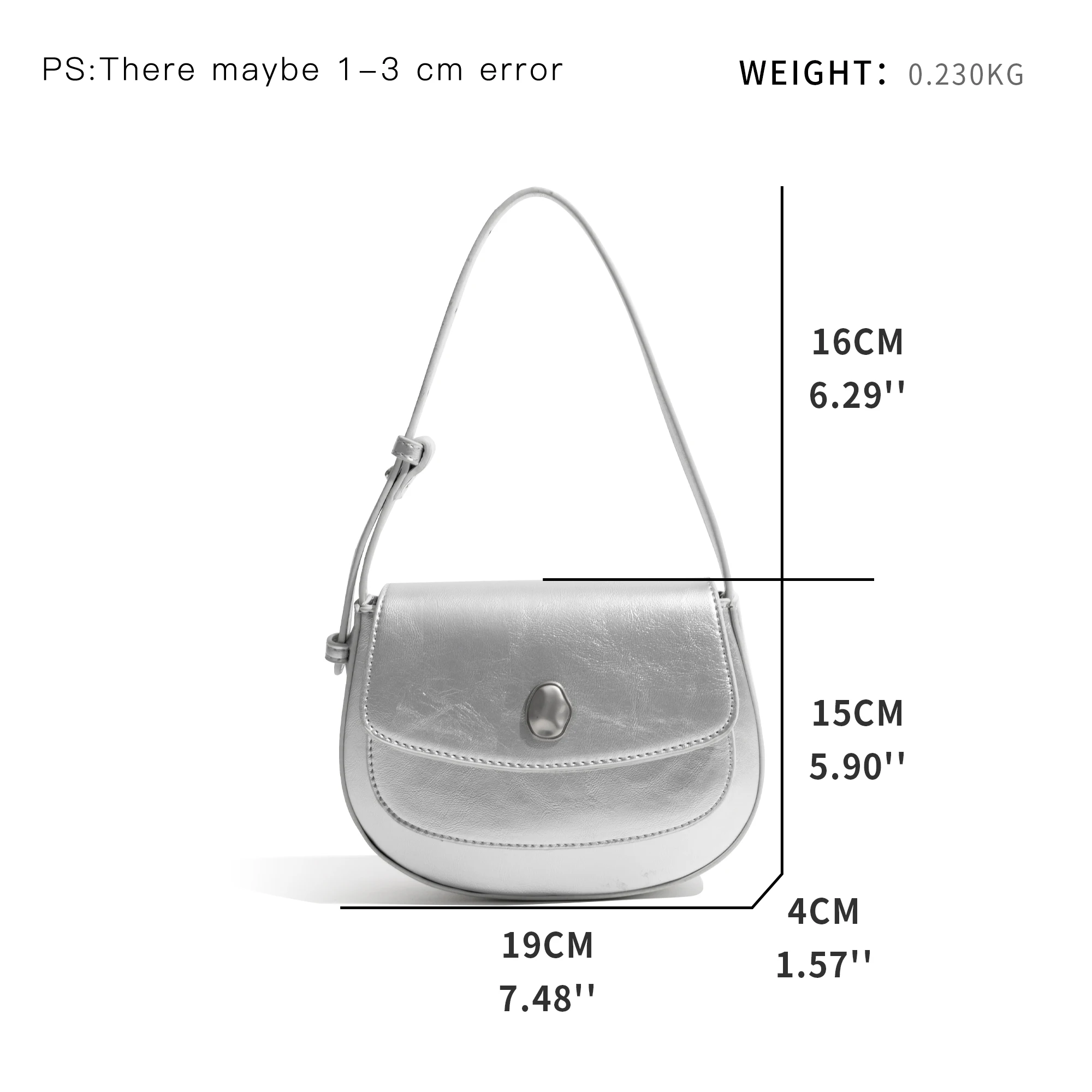 MABULA PU Saddle Bag Patent Leather Glossy Finish Handbag Solid Silver Shoulder Purse Girls Travel Work Shopping Crossbody Bag