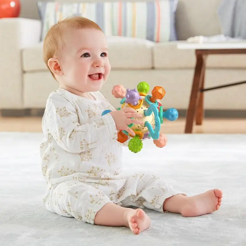 Bolas de dentición para bebés, juguetes mordedores para niños, juguetes para masticar para la dentición de calidad alimentaria, juguetes sensoriales de desarrollo para la dentición para vacaciones