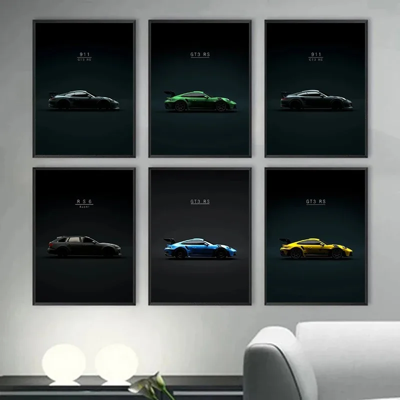 Minimalist Car Designs 2018 Porsche GT2 RS Poster Canvas Painting Wall Art Pictures for Home Living Room