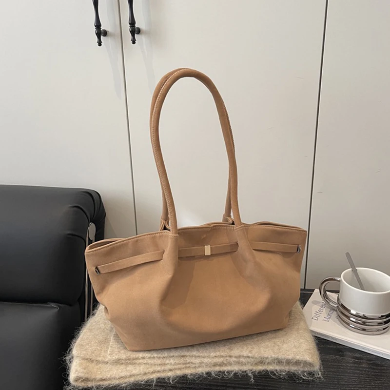 Vintage Wildleder-Umhängetasche für Damen, Minimalistische Große Kapazität Tragetasche, Elegante Retro-Umhängetasche für Tägliche Anlässe, Dating und Reisen – Detail 26
