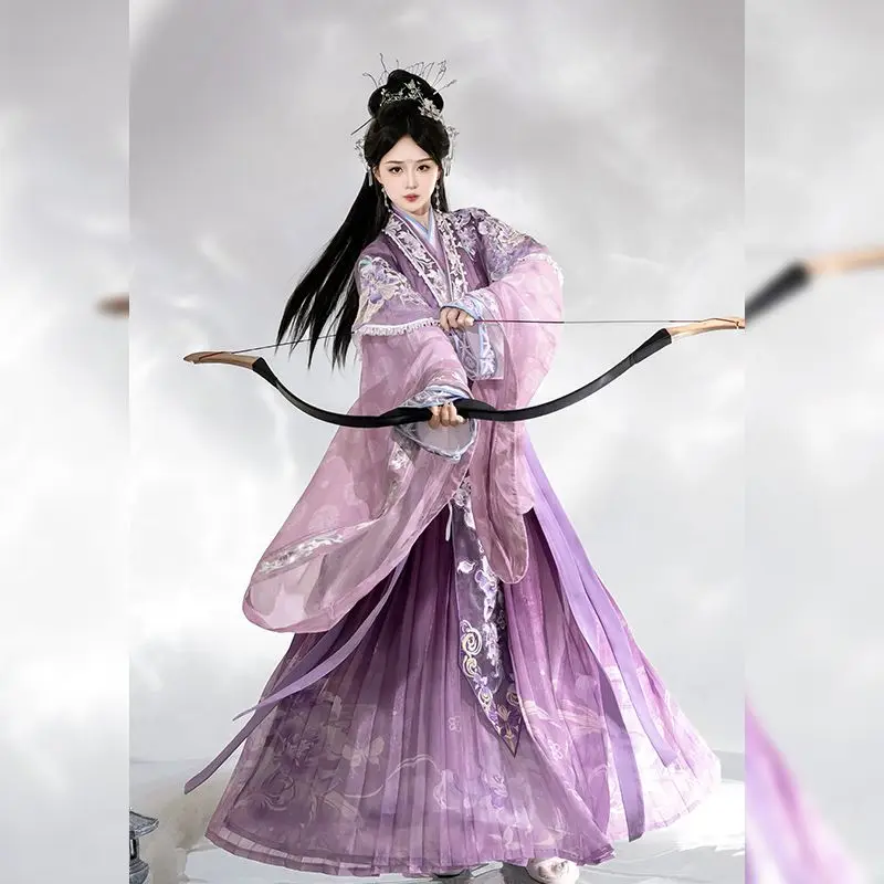 Women's Hanfu In The Wei-Jin Style - Traditional Chinese Cross-necked Short-sleeved Hanfu For A Fairy-like Outfit