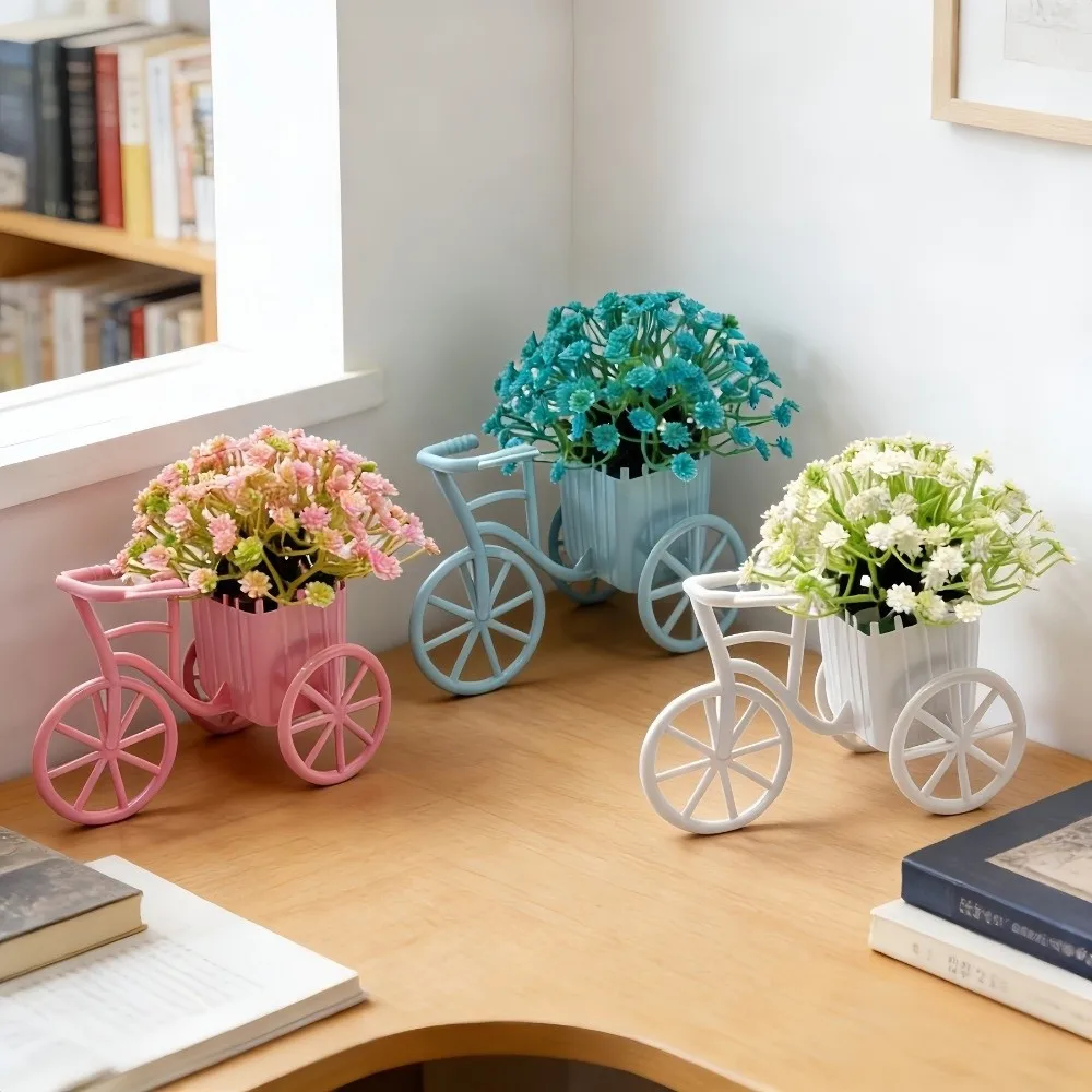 Country tyle Mini Bicycle Ornaments Miniature Garden Decoration Artificial Potted Bonsai Tricycle
