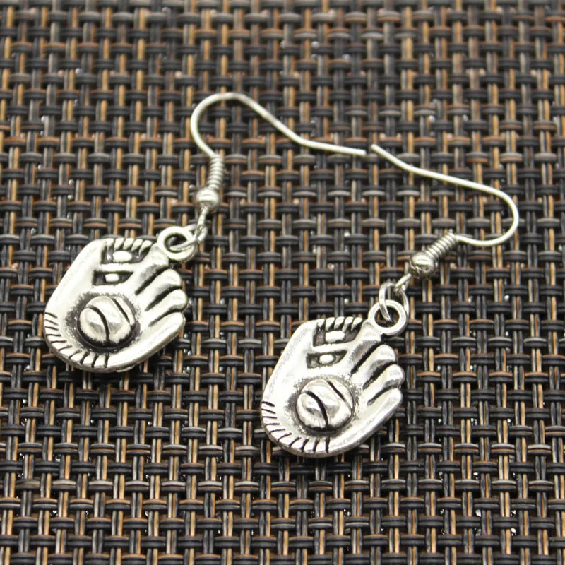 New Fashion Handmade Volleyball Baseball Bat Boxing Glove Hockey Pendants Silver Color Earrings For Womens Style