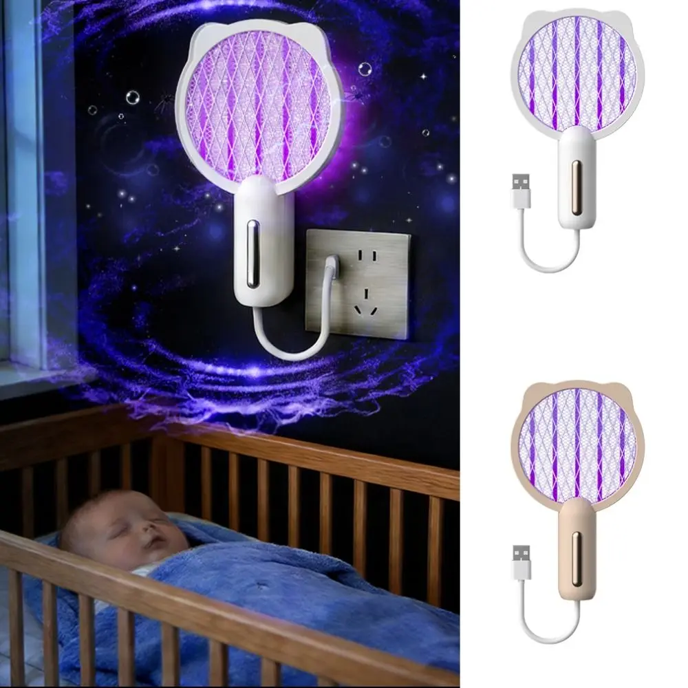 USB Mosquito Killer Lamp UV Light Baby Safe 2-in-1 UV Light Electric Swatter Portable Design Electric Mosquito Swatter Home Use