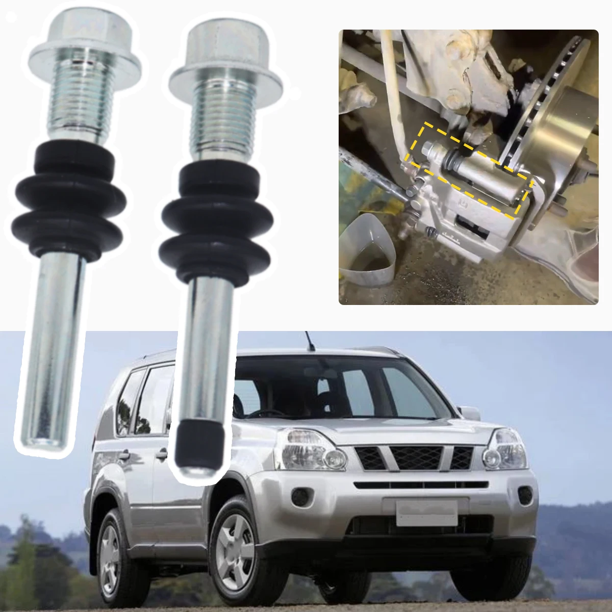 

Rear Brake Caliper Cylinder Slider Guide Pin for Nissan X-Trail T30/T31 2000-2013 Left Right Disc Housing Bolt Bush Boot Seal