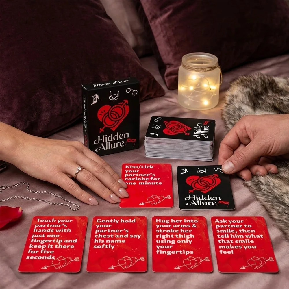 50-Card Couples Drinking Intimacy Game Set, 8.9x6.4cm Challenge Cards, Perfect for Date Nights, Bedroom Fun, and Adult Parties
