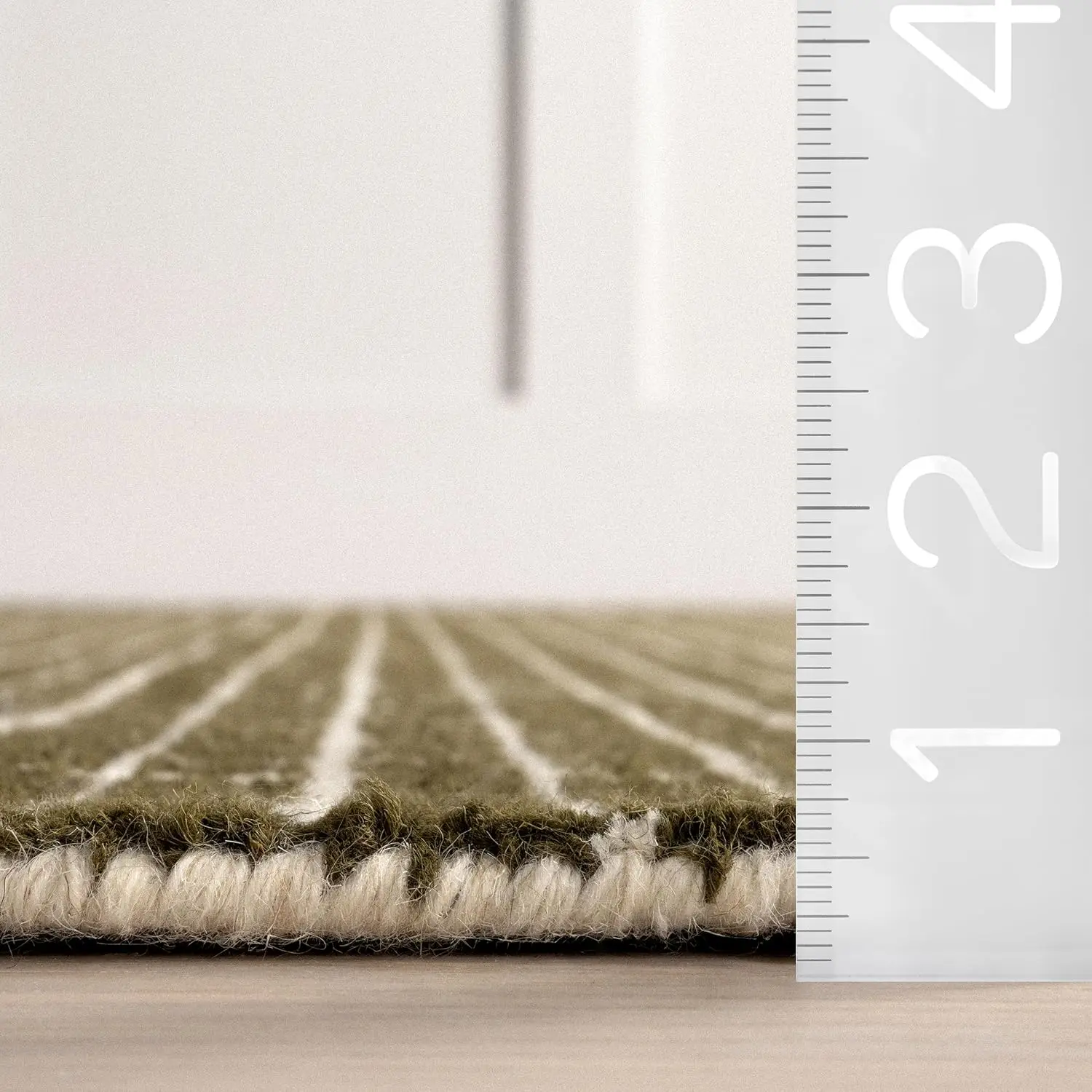 Checked Wool Area Rug - 6x9 Area Rug Contemporary Moss/Ivory for Living Room Bedroom Dining Room Kitchen