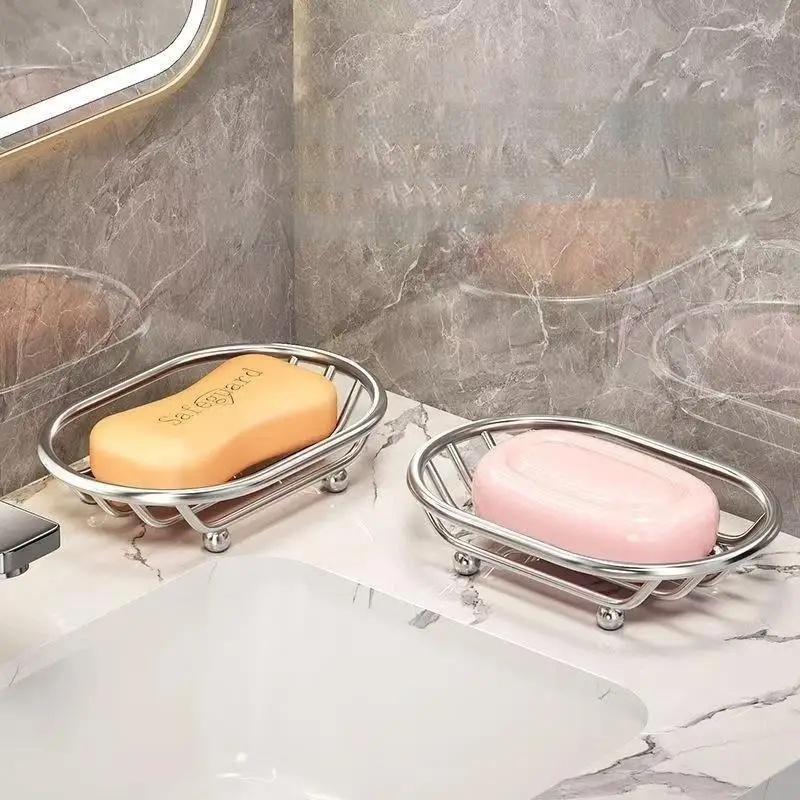 Self Draining Soap Dish Rust Resistant Drainage Rack Non Slip Holder for Bathroom Shower Kitchen Sink Use