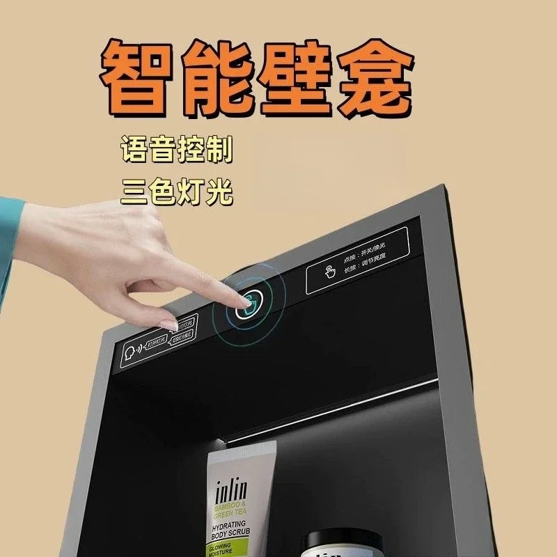 Smart stainless steel niche baffle embedded storage wall cabinet