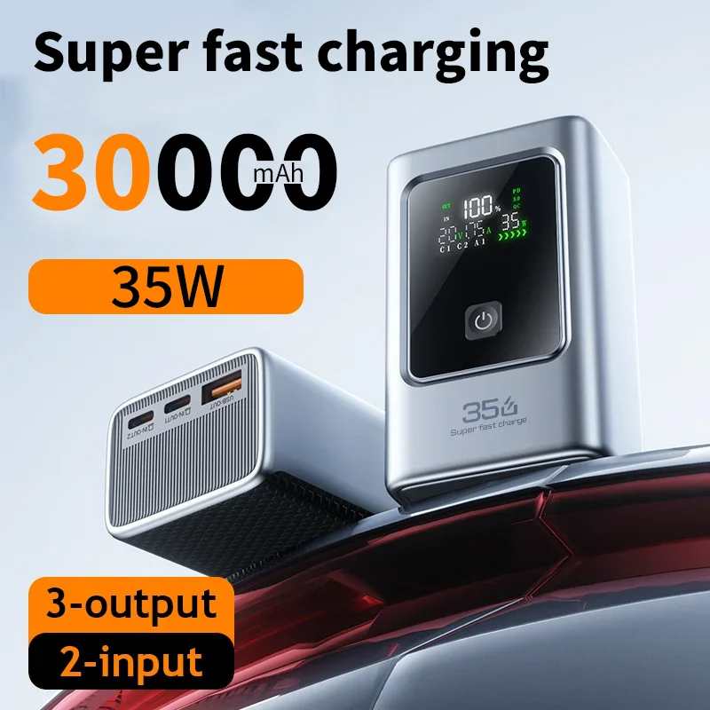 High-capacity 30000mAh Portable PowerBank 35W External power supply Fast Charging for iPhone xiaomi Samsung Outdoor power bank