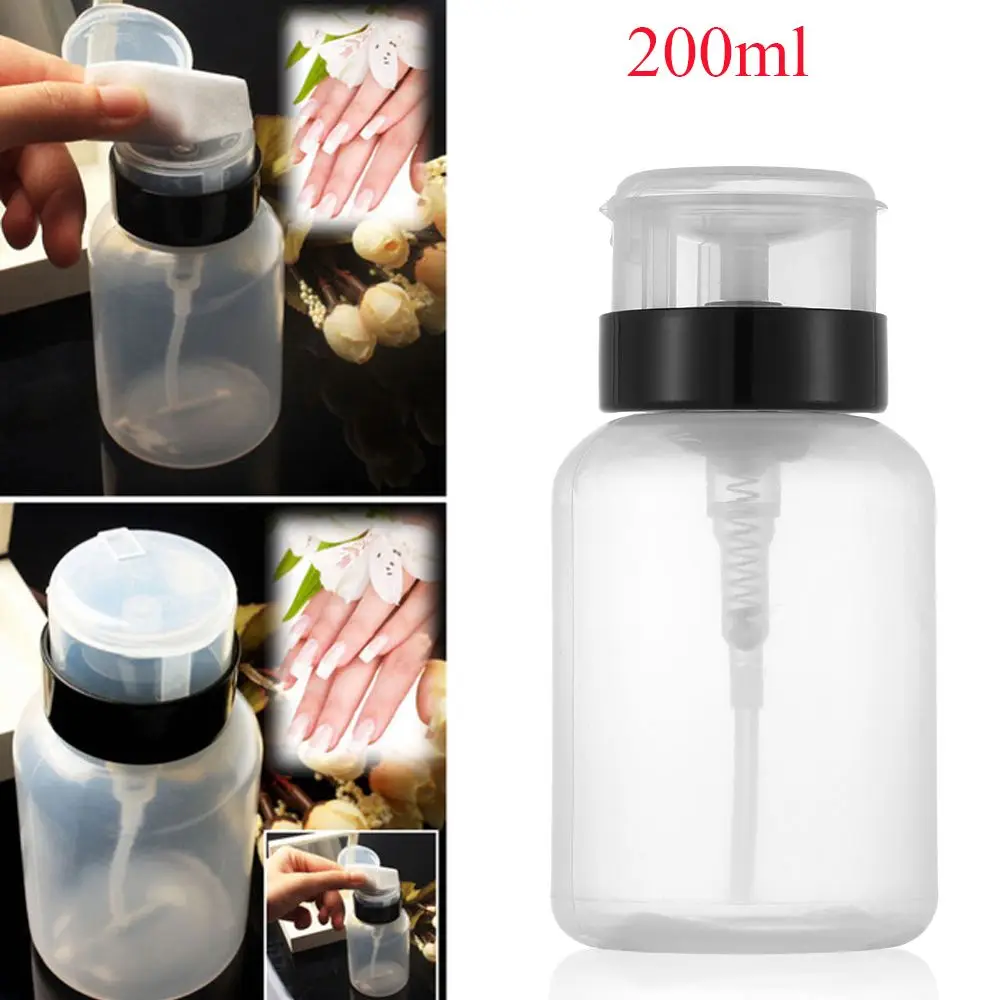 200mL Top Quality  UV Gel Cleaner Liquid 200mL Pump Dispenser Container Empty Bottle Clean Acetone  Nail Polish Remover