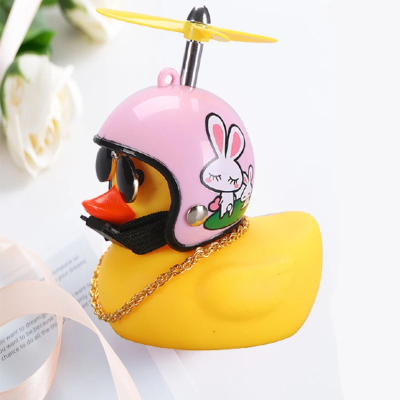 Auto süße Ente mit Helm gebrochen Wind kleine gelbe Ente Fahrrad Motorrad Helm Reiten Radfahren Dekor Auto Ornamente Zubehör – Detail 10