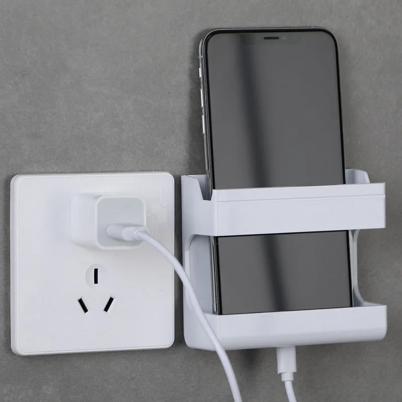 Wandhalterung für Telefon, selbstklebende Aufbewahrungsbox für Fernbedienungen, Ladestation, Organizer für horizontale Anzeige, Schlafzimmer, Wohnzimmer, TV – Detail 4