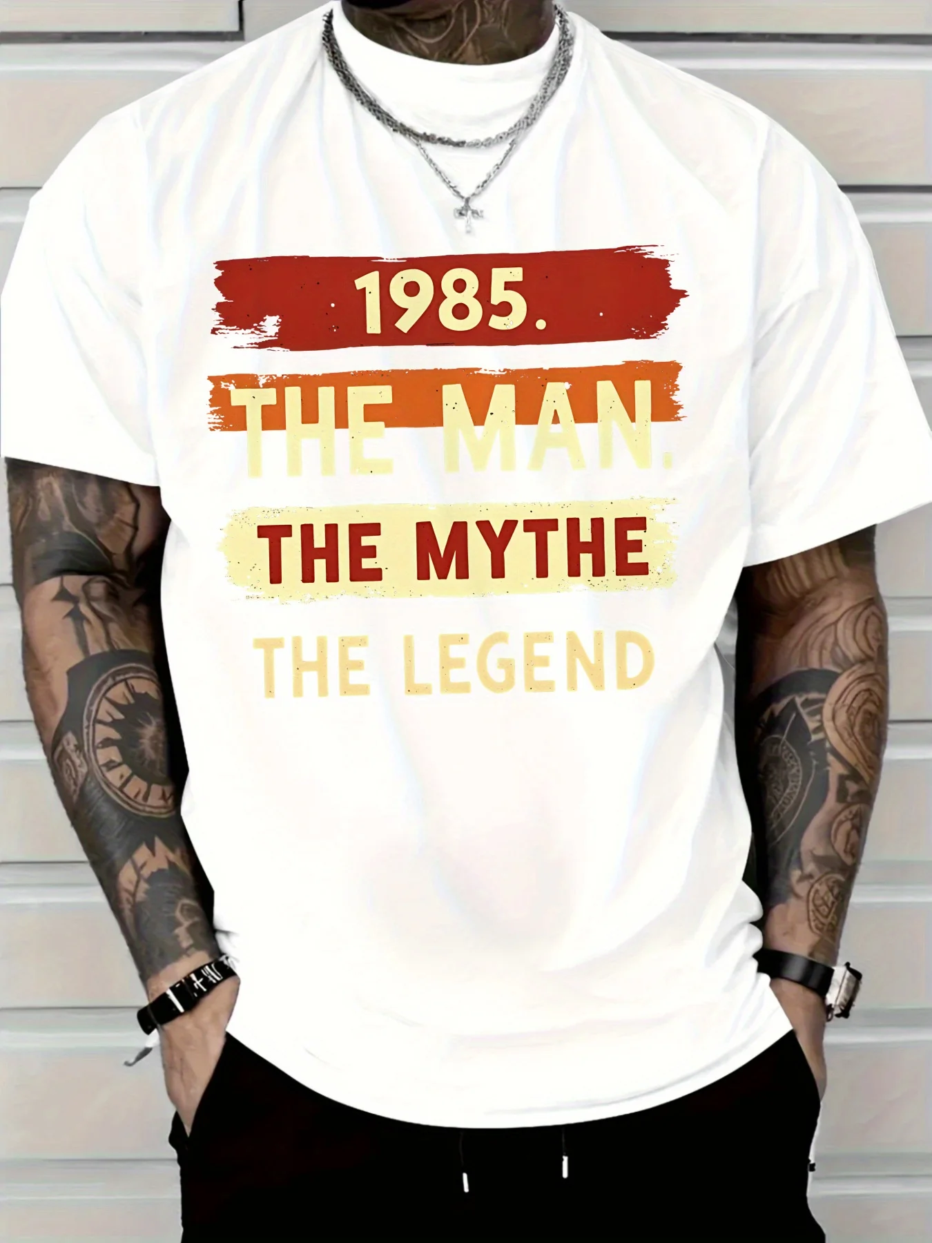 Camiseta gráfica de algodón puro para hombre The Man The Myth The Legend Camiseta informal de manga corta con estampado Ajuste cómodo