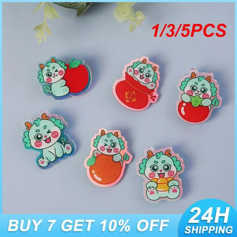 1/3/5PCS Durable Cartoon Brooch Cute Bag Decoration Exquisite Workmanship Little Green Dragon Brooch Xiao Qinglong