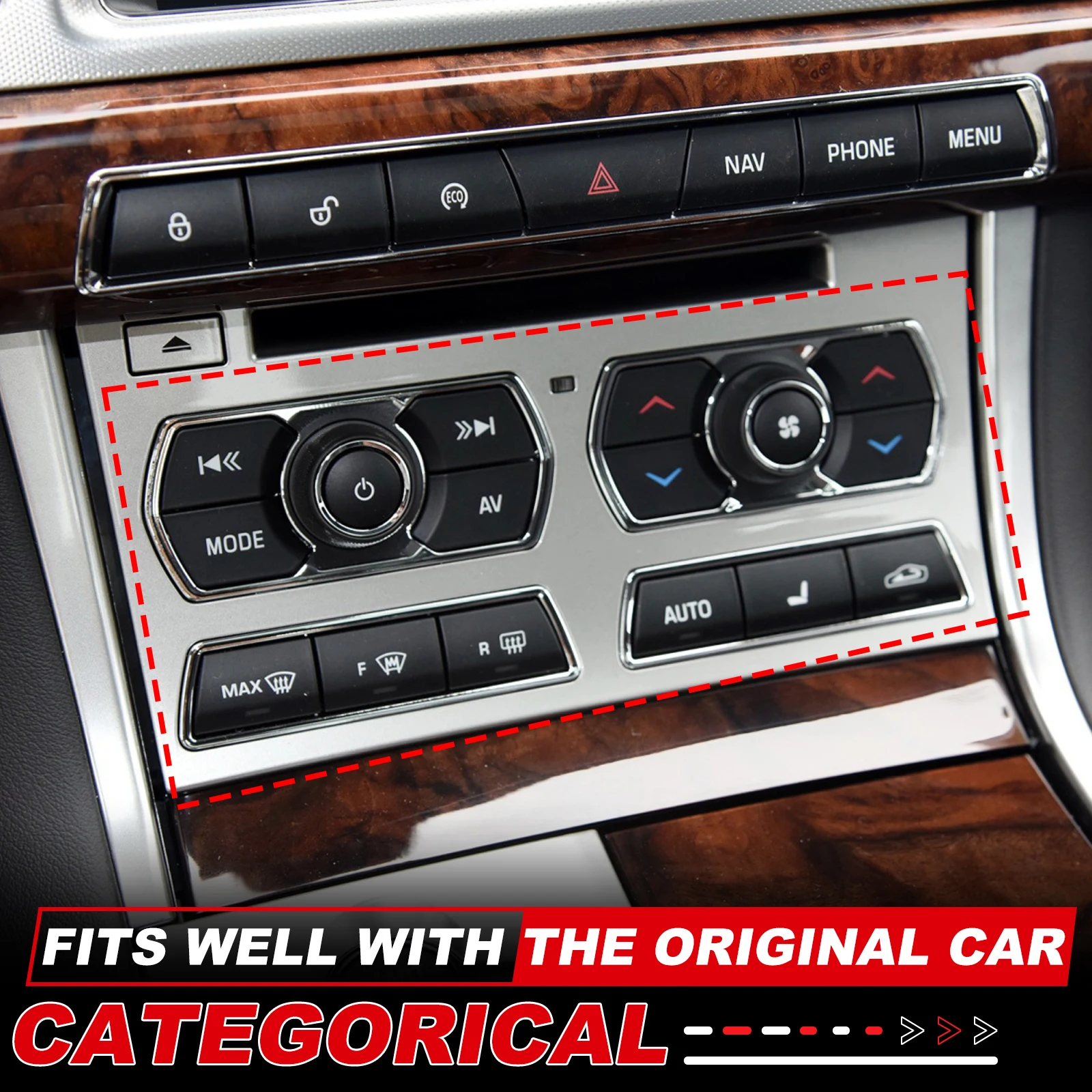 AC Button Sticker Car Multimedia Button Decor Cover Central Control Switch Decal Car Accessories For Jaguar XF X250 2012-2015 - view 3