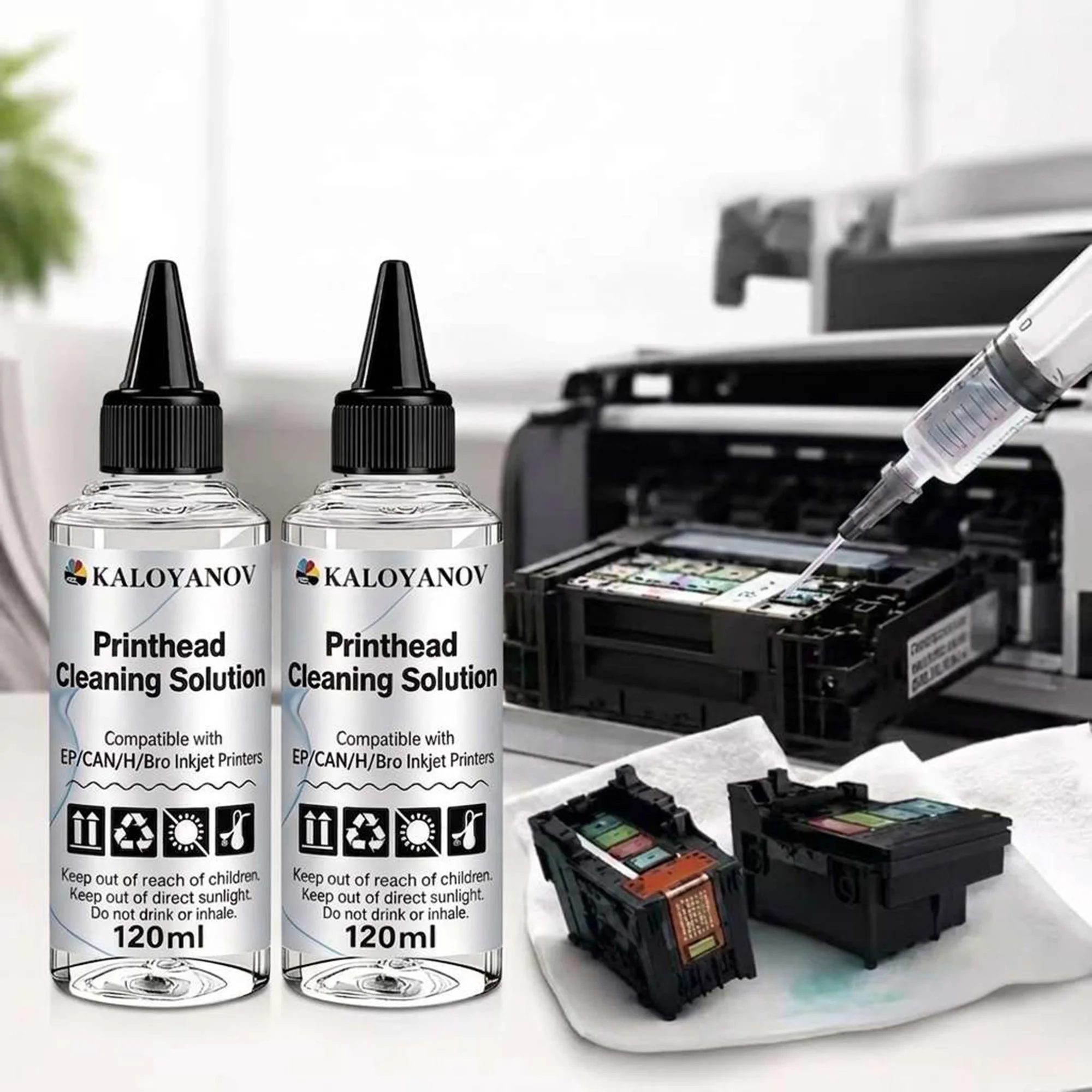 Printer Head Cleaning Solution Kit 120ml Universal Inkjet Nozzle Cleaner Fluid for Epson HP Canon Brother Office Printers