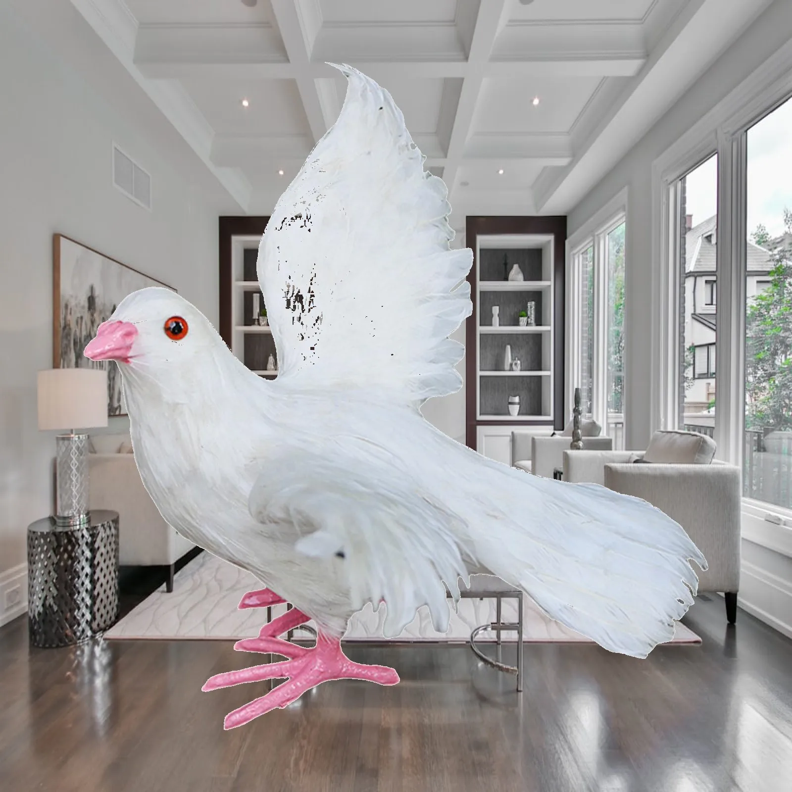 Pigeon Statue Dove Sculpture Craft Art Decor Vivid Animal Figurine Garden Statues for Hallway Wedding Lawn Home Patio